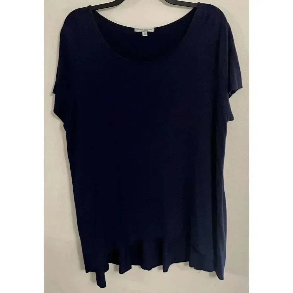 Green Envelope‎ Women Blue Short Sleeve Top 3X